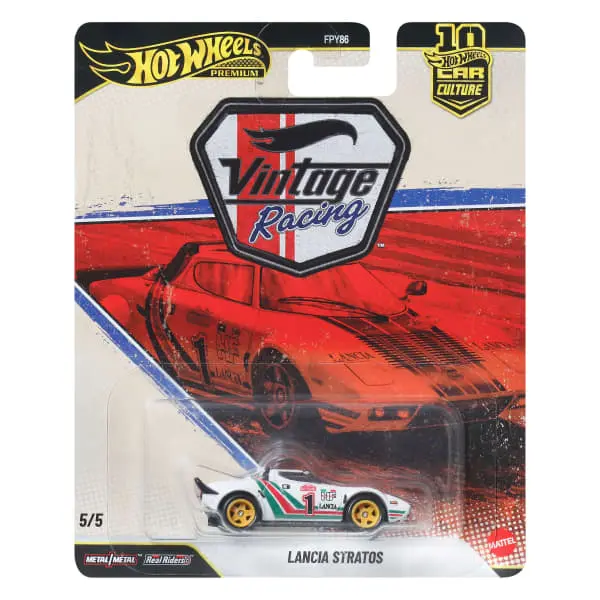 Hot Wheels Premium Car Culture 1970s Lancia Stratos Die-Cast Toy Model Car, Metallic Finish, Real Riders Tires, Model Cars, Vintage Racing