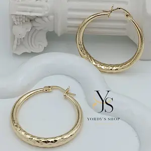 Yordy Circle-shaped Earrings with Delicate Design at the Bottom Elegant Hoops for Women 14k Gold Plating High Quality Jewelry
