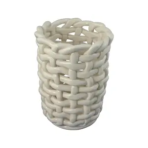 Porcelain Ceramic Vase or Serving Bowl Rectangular in Glossy White