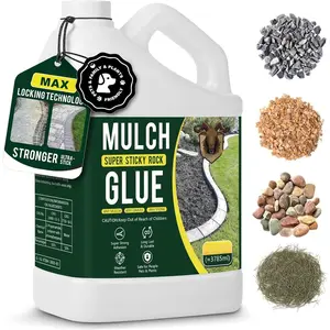 1 Gallon Ready to Use Mulch Glue,No Dilution Needed Ultra-Stick Rock Glue for Landscaping, Gravel Binder Rubber Mulch Lock Adhesive, Heavy Rain Windproof for Gardens, Pea Gravel Stabilizer