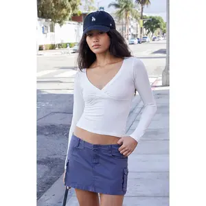 John Galt Women's Blue Cargo Mini Skirt - Multicolor