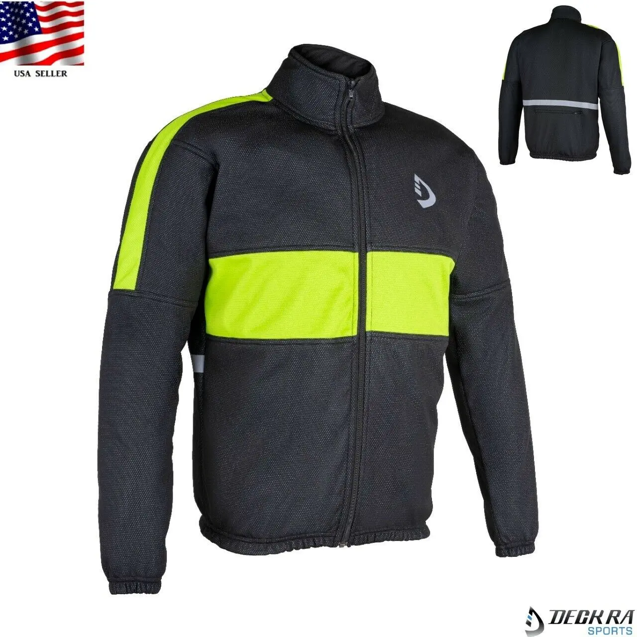 Deckra Men's Fitted Winter Thermal Biking Jacket - Windproof Shell, Anatomical Cut Design, Long-Sleeve Fleece Outerwear, High-Visibility Reflective Panels, Standard Sizes, Care Note: Do Not Brush/Bleach