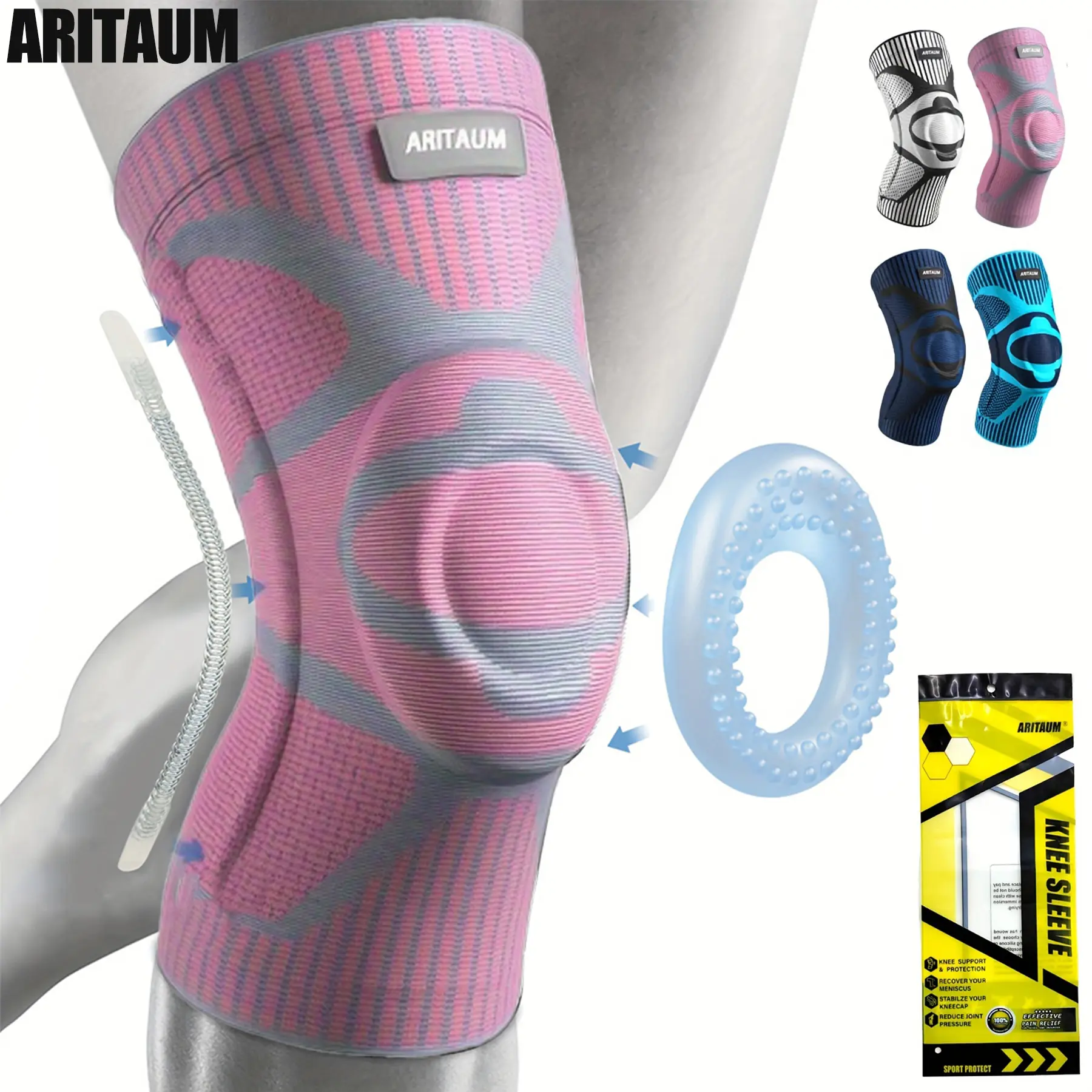 ARITAUM Compression knee pads (1 pack) for squats and weights-lifting knee pads for strength and compression packs-knee braces for squats, weight lifting, and gyms