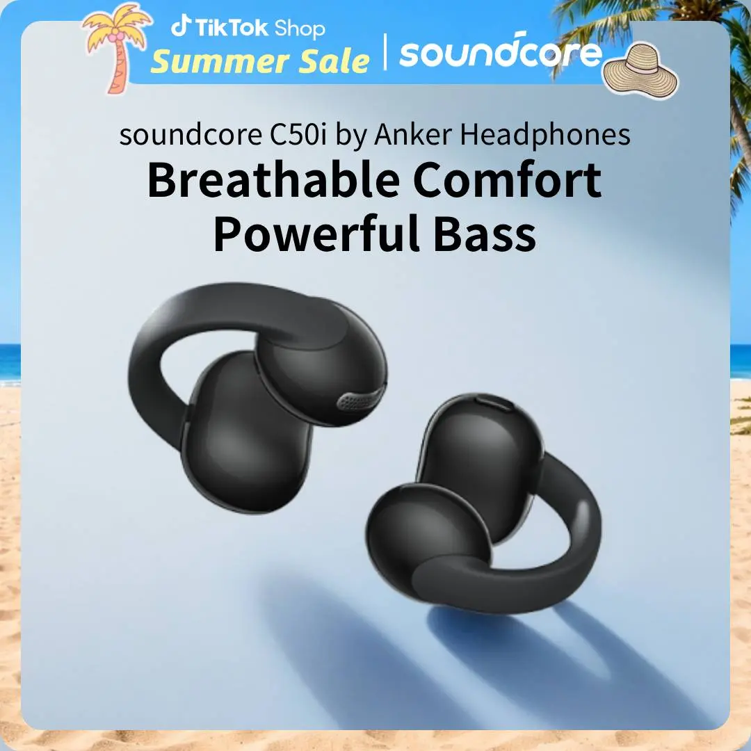 [Live Only] soundcore C50i by Anker, Open-Ear Headphones, Clip-On Earbuds, Ultra-Comfort, FlexiClip Design, 12mm Drivers for Powerful Bass, 28H Playtime, Secure Fit, Hi-Res, IP55, Bluetooth 6.0 #tiktokshopsummersale