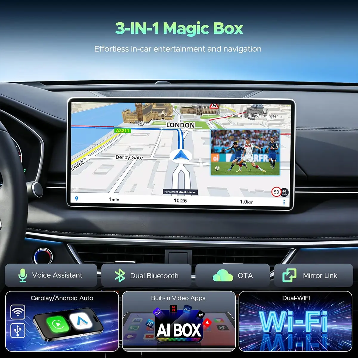 MAKASRI AIBOX-AIR) 4-in-1 Wireless CarPlay & Android Auto Adapter