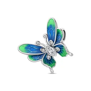 925 Sterling Silver Dream-Chasing Butterfly Bead Charm - 1pc 5g Cadmium-Free Nickel-Free Accessory for Female Adults' Bracelets, Ideal for Valentine's Day, Anniversary Gifts