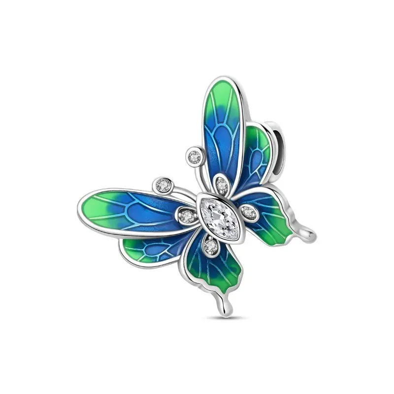 925 Sterling Silver Dream-Chasing Butterfly Bead Charm - 1pc, 5g, Cadmium-Free Nickel-Free Accessory for Adult Women's Bracelets, Ideal for Valentine's Day, Anniversary, Birthday Gifts, Charms & Pendants, Valentines Day, 1Pcs, Adults, Series: Charm