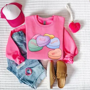 Funny Candy Hearts Sweatshirt, Funny Valentine Sweatshirt, Anti Valentine Sweatshirt, Candy Hearts Shirt, Women's Valentine Crewneck