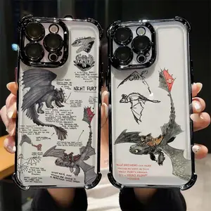 Cartoon How to Trains Your Dragons Toothless Plating Phone Case For iPhone 17 Air 16 15 14 13 12 11 Pro Max Plus Samsung Galaxy S25 S24 S23 S22  Ultra Plus Cover Smartphone Screen Protector Casing