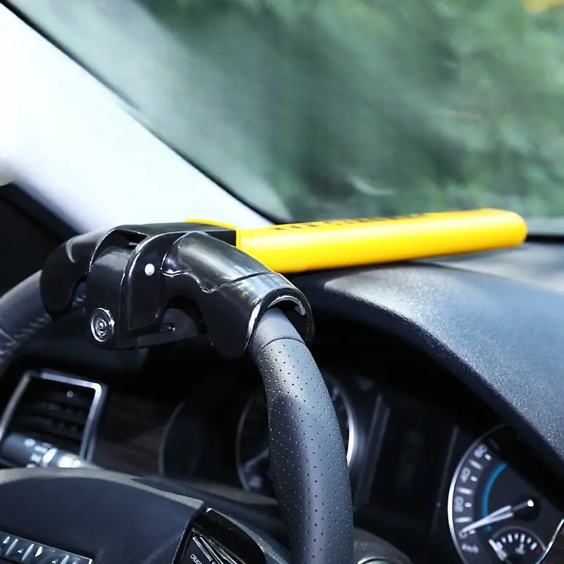 1 heavy-duty T-shaped steering wheel lock, quick steering wheel lock, universal anti-theft car Vehicle safety device, window breaker tail hammer tip, high-hardness stainless steel lock adjustable suitable for all cars, Car Accessories