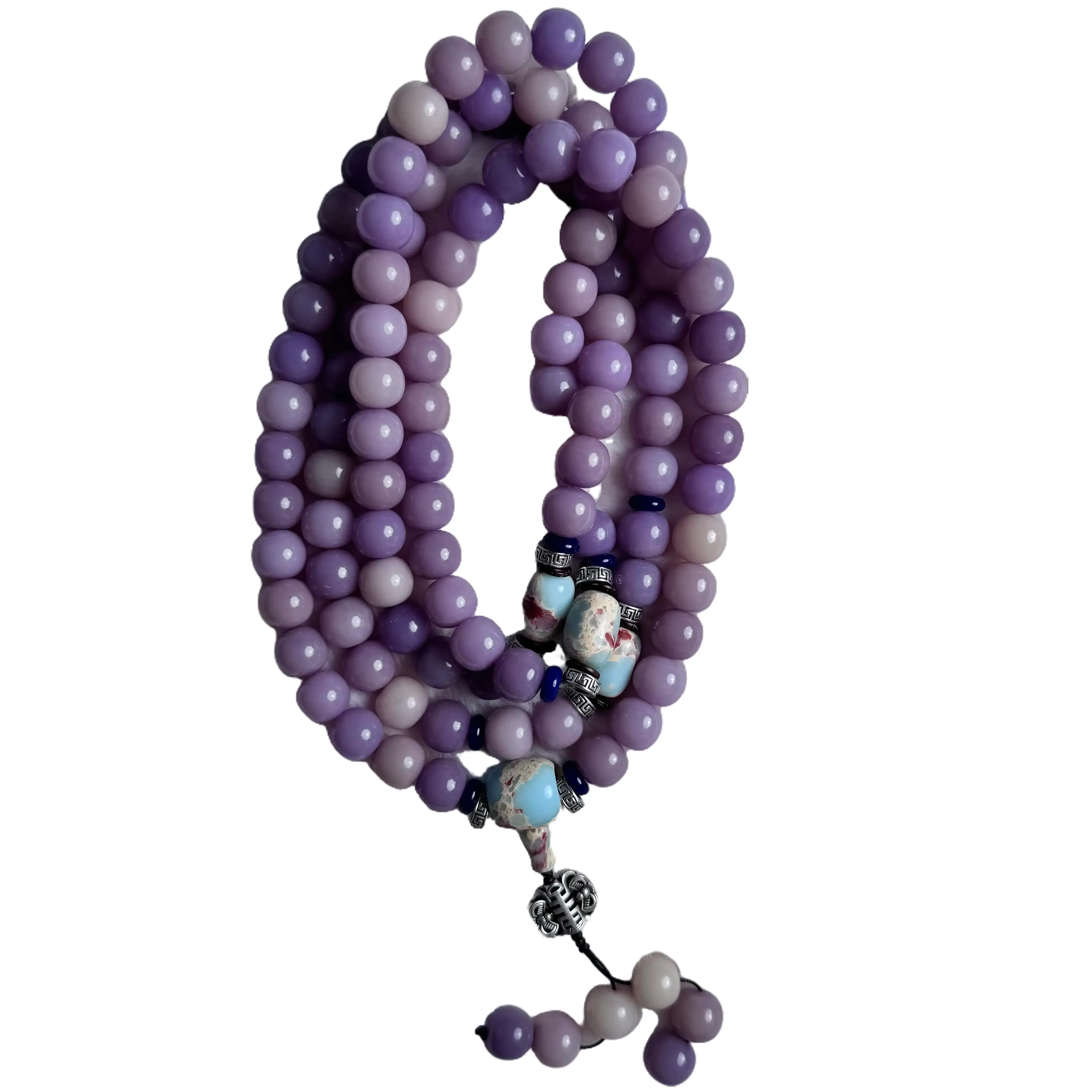 108-Bead Bodhi Style Necklace with Decorative Charms & Tassel