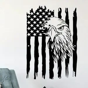Eagle & American Flag Pattern Wall Art, Artistic Metal Wall Decor, Metal Construction, Wall Hanging Decor for Home Living Room Bedroom, Home Decor, Ornaments