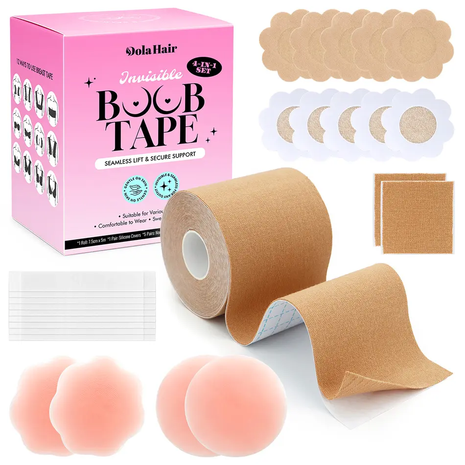 Dola Hair Boob Tape for Women, Double Sided Breast Tape for Strapless Dresses & Backless Outfits, Body Tape for Clothing Support, Invisible Fashion Tape Roll