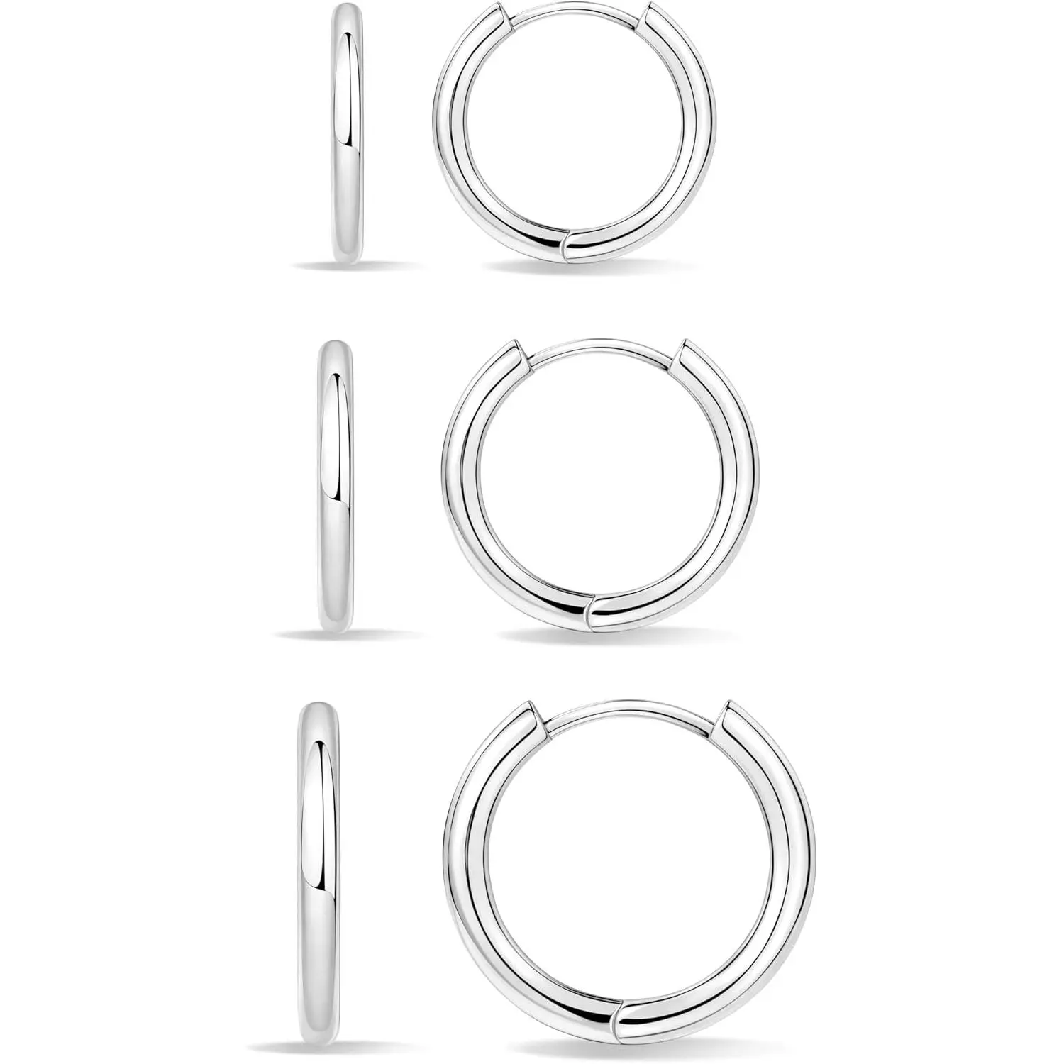 Silver-simple hoops 6 8 10