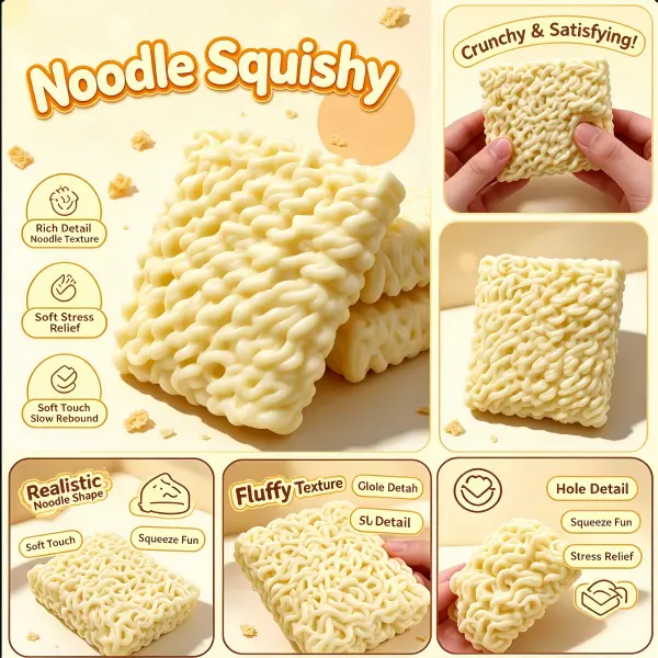 Noodle Squishy Soft Touch Collectible Toy with Crunchy Sound for Stress Relief and Fun Playtime Noodle Squishy Soft Touch Collectible Toy with Crunchy Sound for Stress Relief and Fun Playtime