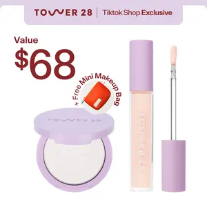 Tower 28 Swipe and Set Bundle - Swipe Serum Concealer & GetSet Pressed Powder - Hydrating & Concealing Makeup Set
