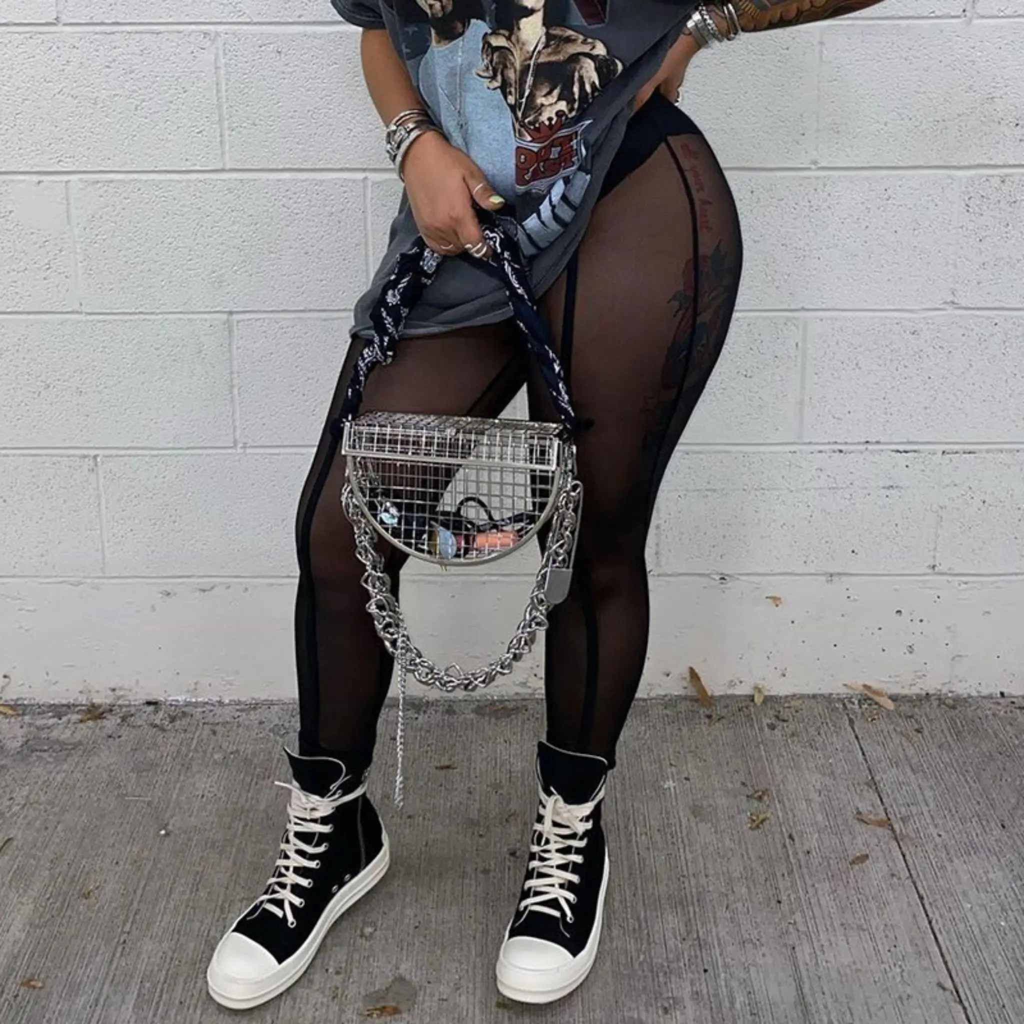 Sexy Mesh See Through Stretch Pants