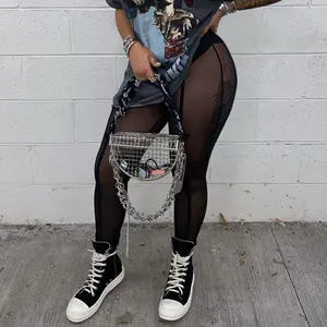 Sexy Mesh See Through Stretch Pants