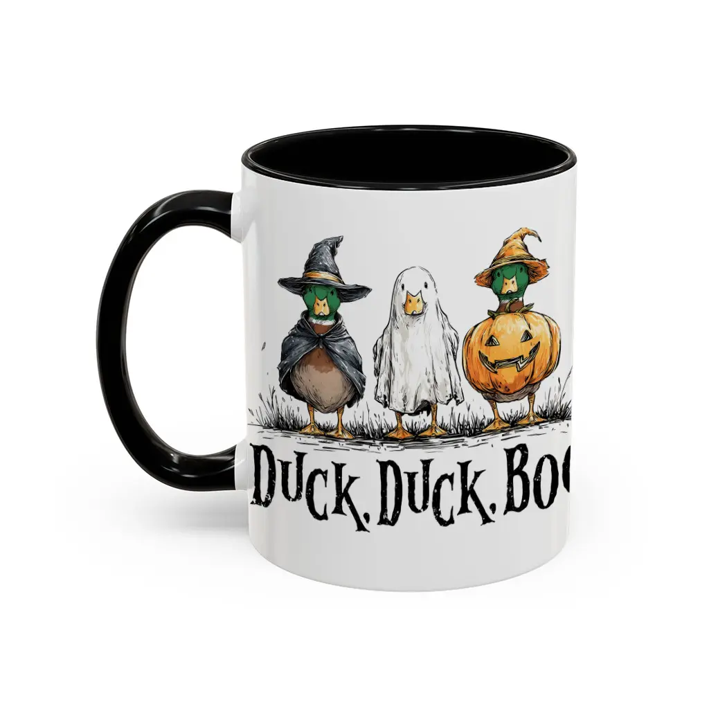 Stylish Ceramic Duck Duck Boo Funny Halloween Coffee Mug - Beverage Cup for Drink Use, Kitchenware Drinkware - hll11224