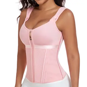 Women's Front Zipper Bustier Shapewear - Adjustable Straps Bust Lifter Waist Cincher| Breathable Mesh Tummy Control Shaper for Low-Cut Outfits
