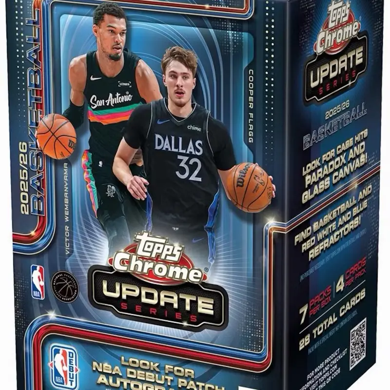 25-26 Topps Chrome Update Basketball Blaster Box! (Red, white and blue refractors, Look for Paradox & Glass Canvas SSPs!!!)