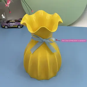 1pc Random color bow, living room flower arrangement container accessories, plastic vase, Home Decorative Vase, tabletop flower pot, high aesthetic value living room accessories, Home Decor Accessory