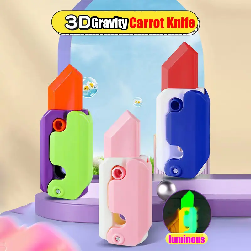 Carrot Flip Knife,Glow-in-the-Dark Fidget Toy,3D Gravity Carrot Knife,Trending TikTok Gadget,Luminous Carrot Blade,Flip Knife for Fun & Focus,