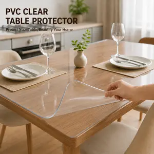 Scratch Resistant Waterproof Oilproof Easy Clean Dining Table Mat Clear PVC Heavy Duty Transparent Protector Cover for Kitchen Dining Room Spill Proof Wipe Clean Cut to Fit BPA Free Vinyl Mat Perfect Fit
