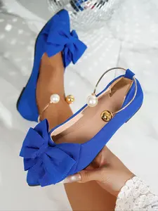 Women's Fashionable Bowknot Design Ankle Strap Flats, Elegant Pointed Toe Flat Shoes for Party, Daily Clothing Decor for Women & Girls, Footwear, Casual Flats
