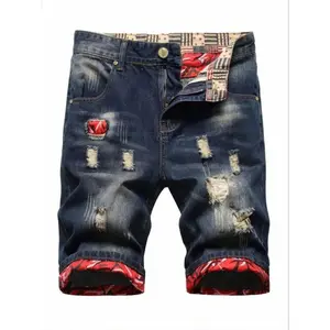 Men's Patchwork Denim Shorts, Regular Fit Casual Fashion Shorts for Summer, Men's Bottoms for Daily Wear, Casual Pocket Shorts, Casual Fashionable Shorts