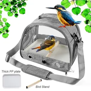 Breathable Bird Travel Carrier with Stand Perch, Ideal Parrot Carrier for Hiking, Durable & Portable Design for Avian Comfort