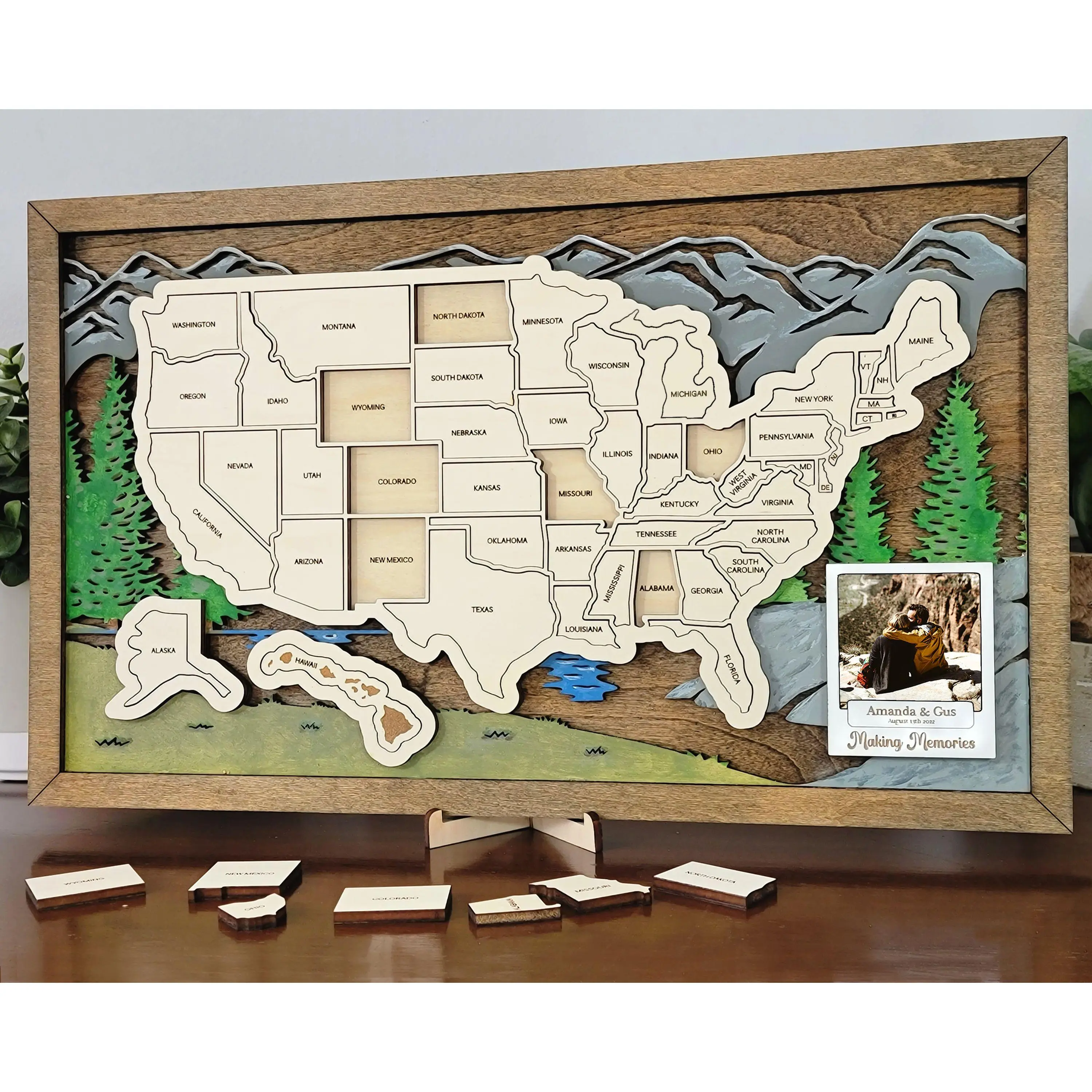 Personalized US Travel Map, US Travel Map, Travel Map Tracker, Family Road Trip Tracker, Travel Home Decor Gift for Travelers, RG 11x18