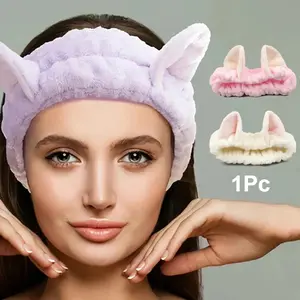 Hairband Cat Coral Plush Headband Cute Soft Hair Bow Headband Hairband Wash Face Makeup Headband Bandage Girl Accessories