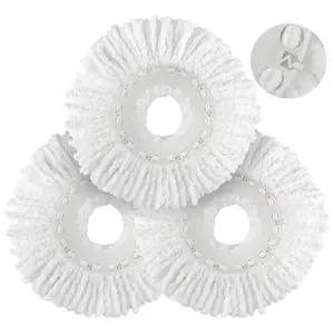 Spin Mop Replacement Head for Hurricane 360° Spin Mop Systems, Microfiber Spin Mop Head, Round Shape Standard Universal Size Magic Mop Refill, 3 Pack Cleaning Plastic