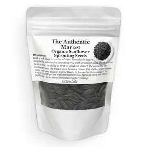 The Authentic Market Organic Sunflower Sprouting Seeds Growth Kit - Superfood can be used in soups, salads, smoothies, high in vitamins, minerals, enzymes, protein