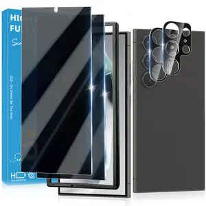 JavoYion 2 Pack for Samsung Galaxy S24 Ultra Privacy Screen Protector, 2 Pack Camera Protector, 9H Tempered Glass, Fingerprint Compatible, Anti-Spy