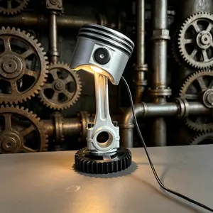 USB Engine Piston Resin Statue Lamp, Home Decor Statue Light, Bedroom Family Decoration, Resin Sculpture Ornament, Indoor Lighting Accent