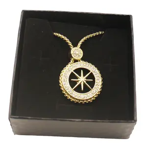 Compass Necklace for Women Girls - Gold Plating Pendant with Cubic Zirconia Unisex Jewelry for Senior High School and College Graduation