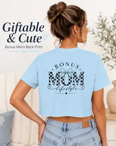 Bonus Mom Crop Top | Bow Heart Back Graphic | Meaningful Stepmom Gift