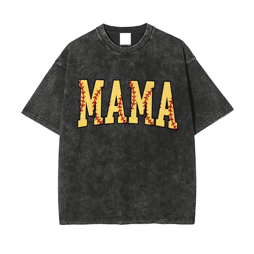 Cute Softball Mama Shirt, Mothers Day Gift for Softball Mom, Women's Vintage Wash Cotton Crew Neck Short Sleeve, Gift for Softball Lover