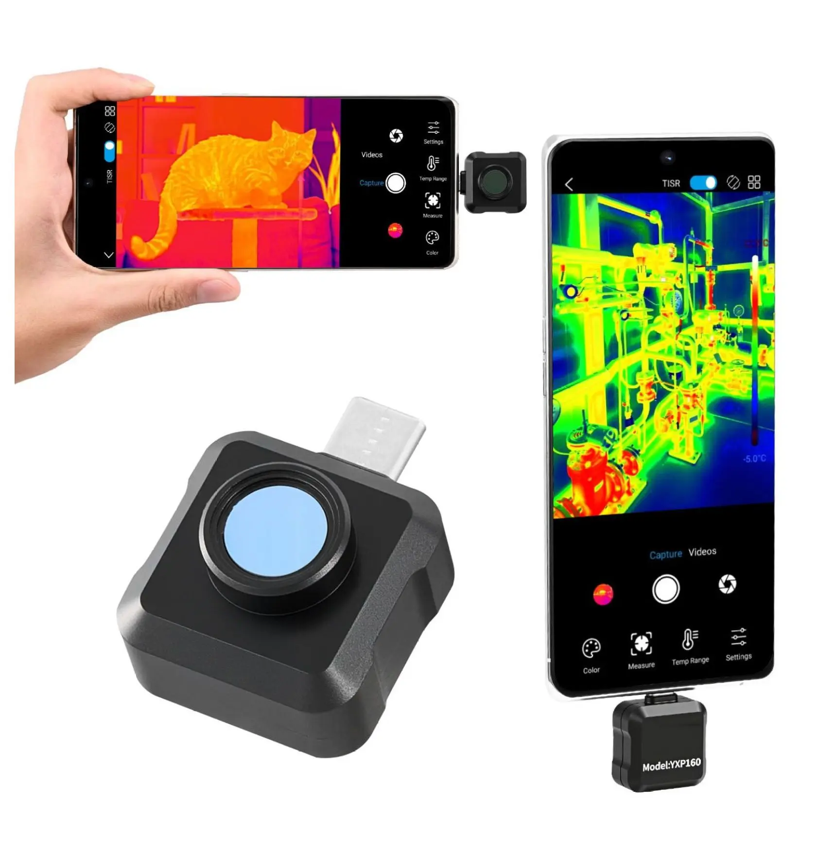 Android Thermal Camera 320x240, Infrared Imager for Smartphones, 160x120 IR Resolution, -4F to 1022F, 25Hz, 15 Palettes, HVAC & Electrical Inspection 320x240 Resolution with Super Resolution