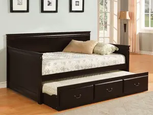 Sahara Traditional Twin Espresso Wood Daybed with Pull-Out Trundle Bed By Furniture of America