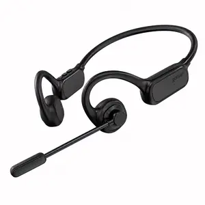 Open Ear Wireless Bluetooth Headphones with Boom Mic & Leakproof Ear Hook, Audio Electronic Device with Button Control & Stable Connection for Student Study, Everyday Workout