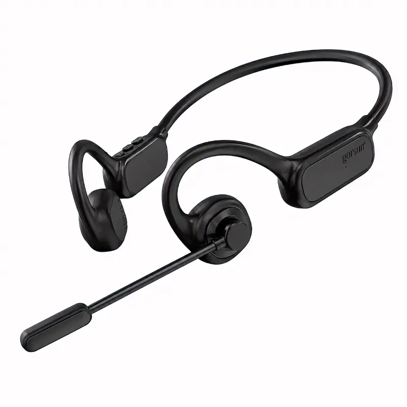 Open Ear Wireless Bluetooth Headphones with Boom Mic & Leakproof Ear Hook, Audio Electronic Device with Button Control & Stable Connection for Student Study, Everyday Workout