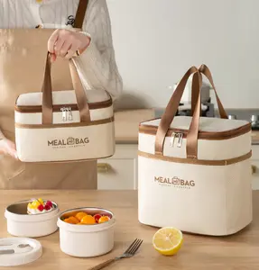 Lunch Bag-Insulated Zipper Lunchbag  Tote Bag for Travel Office Beach