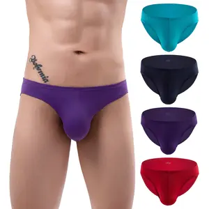 Men's Classic Briefs Underwear, Wrap Buttocks Low Rise Stretchy Tagless Male Underpants, 4 Pack Multicolor All-day Comfort