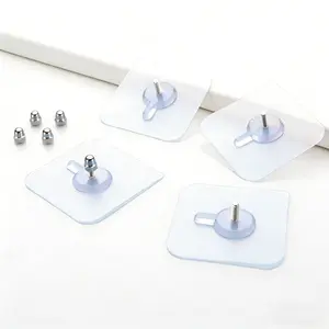 20PCS Acrylic Photo Wall Hooks (Buy 10 Get 10 Free) - Stainless Steel & Ceramic Self-Adhesive, Smooth Lightweight Wall-Mount Hooks for Easy Installation, Home Decor, Organizer Storage, Apartment Accessories, Things for Rooms