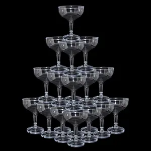50 count Plastic Champagne Coupe Glasses for Parties, 5 oz Disposable Champagne Glasses Unbreakable  Martini Glasses (Clear)