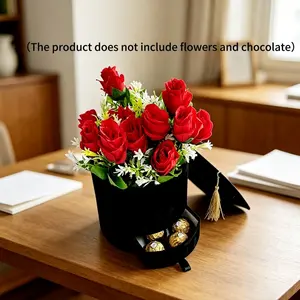 1count Round Graduation Hat Gift Box, Dual Layer Design for Flowers or Candies, Perfect for Graduation Party Gifts, Ideal for Celebrations