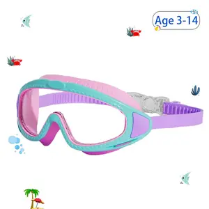 Kids Swim Goggles for Ages 3-14+ Kids,Youth,UV Protection Anti-Fog Wide View Waterproof Goggles for Boys and Girls - Safety anti-uv swimming goggles swim glass anti-fog  with Earplugs & Nose Clip,for Lake,Beach, Summer Party,Pool day Swimming Accessories